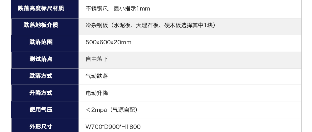 電池跌落試驗機參數